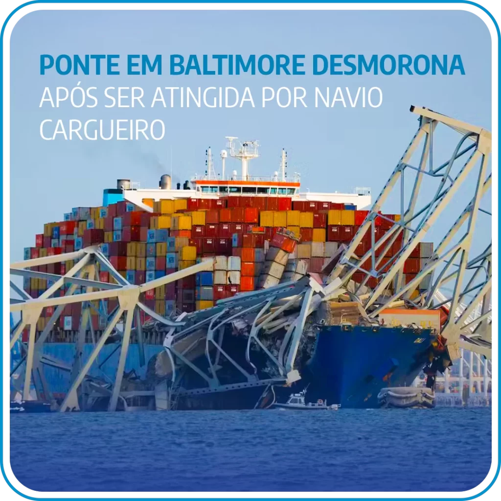 Ponte em Baltimore desaba após ser atingida por navio cargueiro 